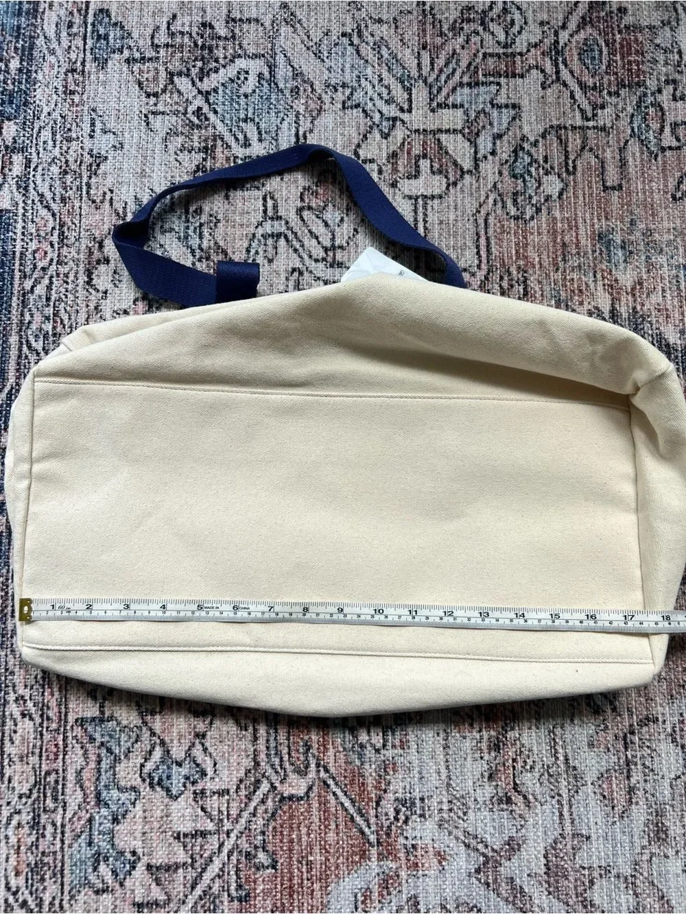 Tommy Bahama NWT Natural Cream Canvas Duffel with Navy Straps